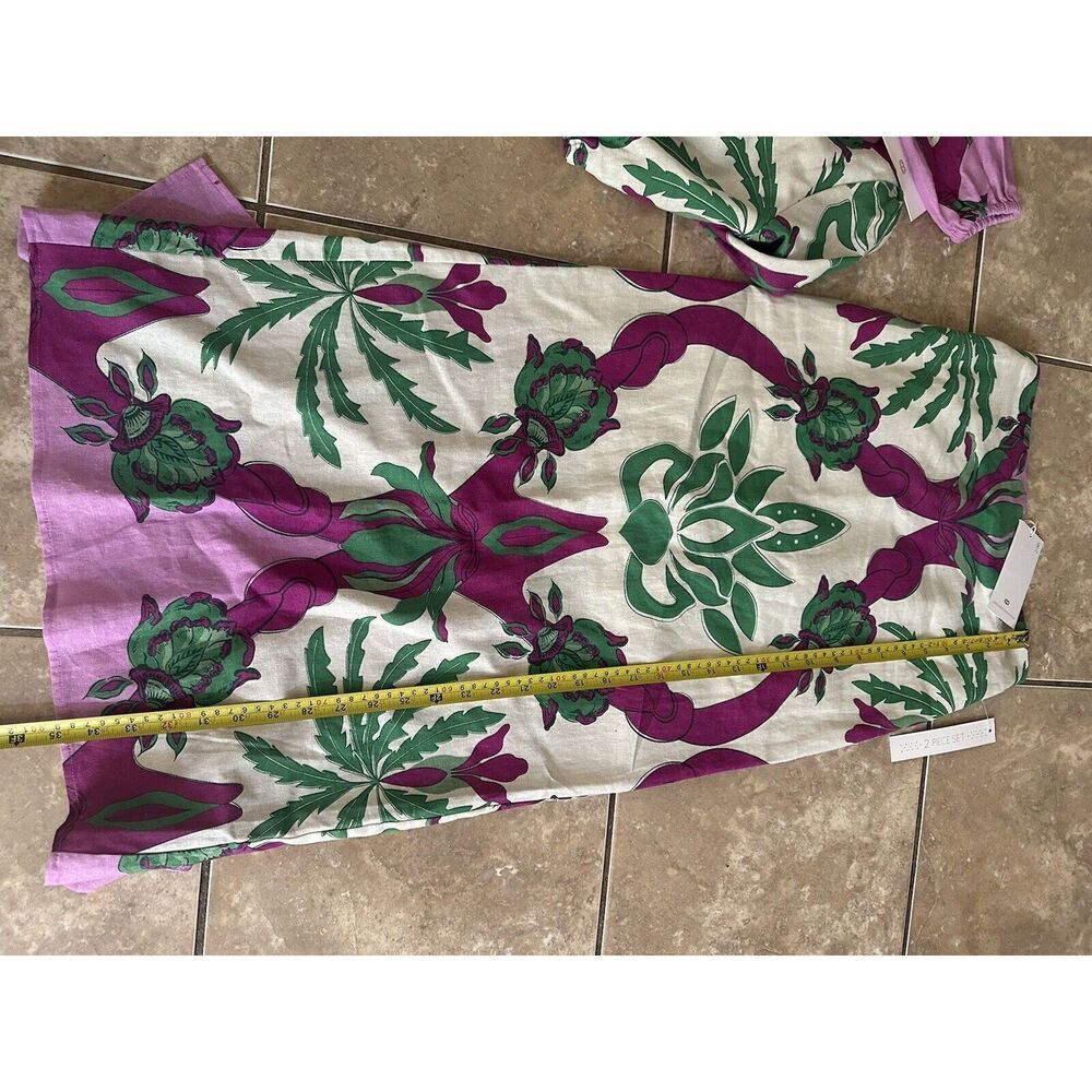 Caroline Constas Top Blouse Skirt Set 2 Piece Matching NWT Purple Floral XS - Picture 9 of 12